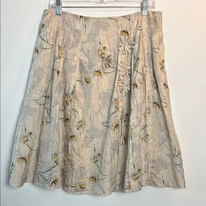 Silk Tristan & Iseut Chic Floral A-Line Skirt in Cream